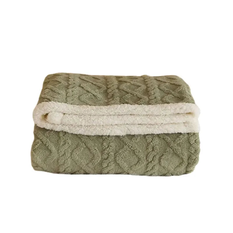 Thick Blanket Lamb Wool Warm Sleeping Double Side Microfiber Flannel Fleece Blankets for Bed Cozy Comfortable Super Soft Quilt - Slobuy