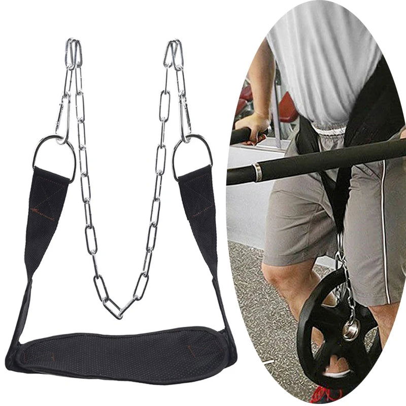Thick Neoprene Weight Lifting Belt With Chain Dipping Belt For Pull Up Chin Up Kettlebell Barbell Fitness Bodybuilding Gym Belt - Slobuy