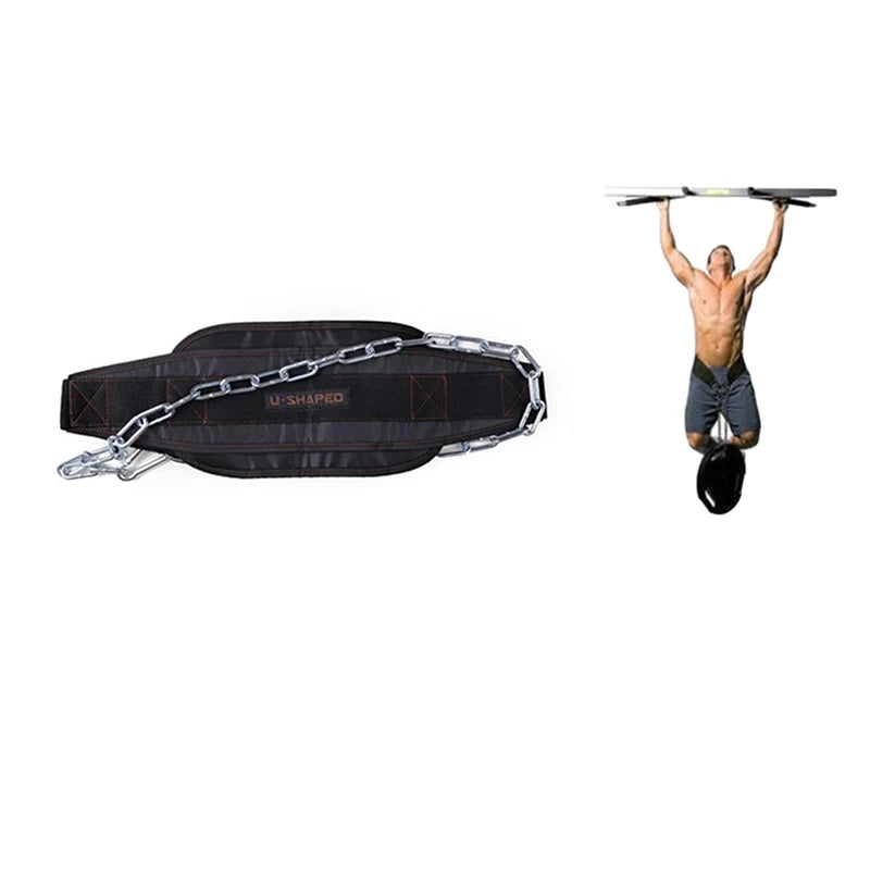 Thick Neoprene Weight Lifting Belt With Chain Dipping Belt For Pull Up Chin Up Kettlebell Barbell Fitness Bodybuilding Gym Belt - Slobuy
