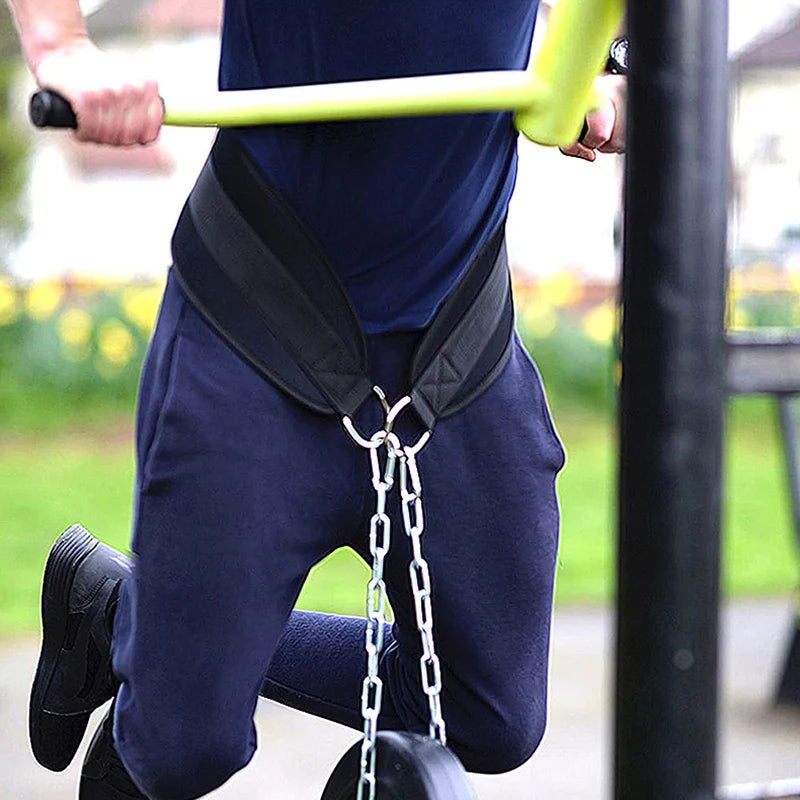 Thick Neoprene Weight Lifting Belt With Chain Dipping Belt For Pull Up Chin Up Kettlebell Barbell Fitness Bodybuilding Gym Belt - Slobuy