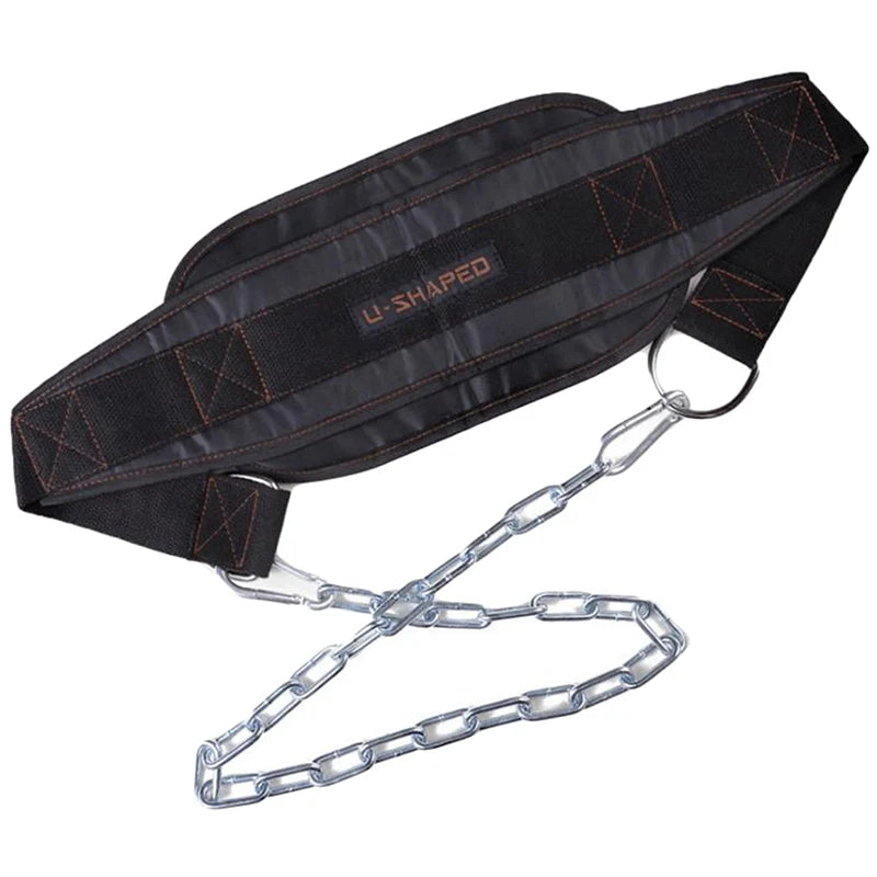 Thick Neoprene Weight Lifting Belt With Chain Dipping Belt For Pull Up Chin Up Kettlebell Barbell Fitness Bodybuilding Gym Belt - Slobuy