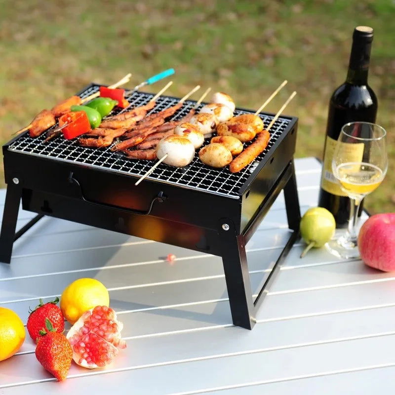 Thicken Folding Lightweight Portable Barbecue Charcoal BBQ Grill Outdoor Patio Camping Cooker BBQ Party Cooking Tools - Slobuy