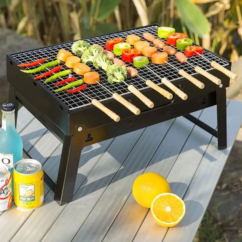 Thicken Folding Lightweight Portable Barbecue Charcoal BBQ Grill Outdoor Patio Camping Cooker BBQ Party Cooking Tools - Slobuy