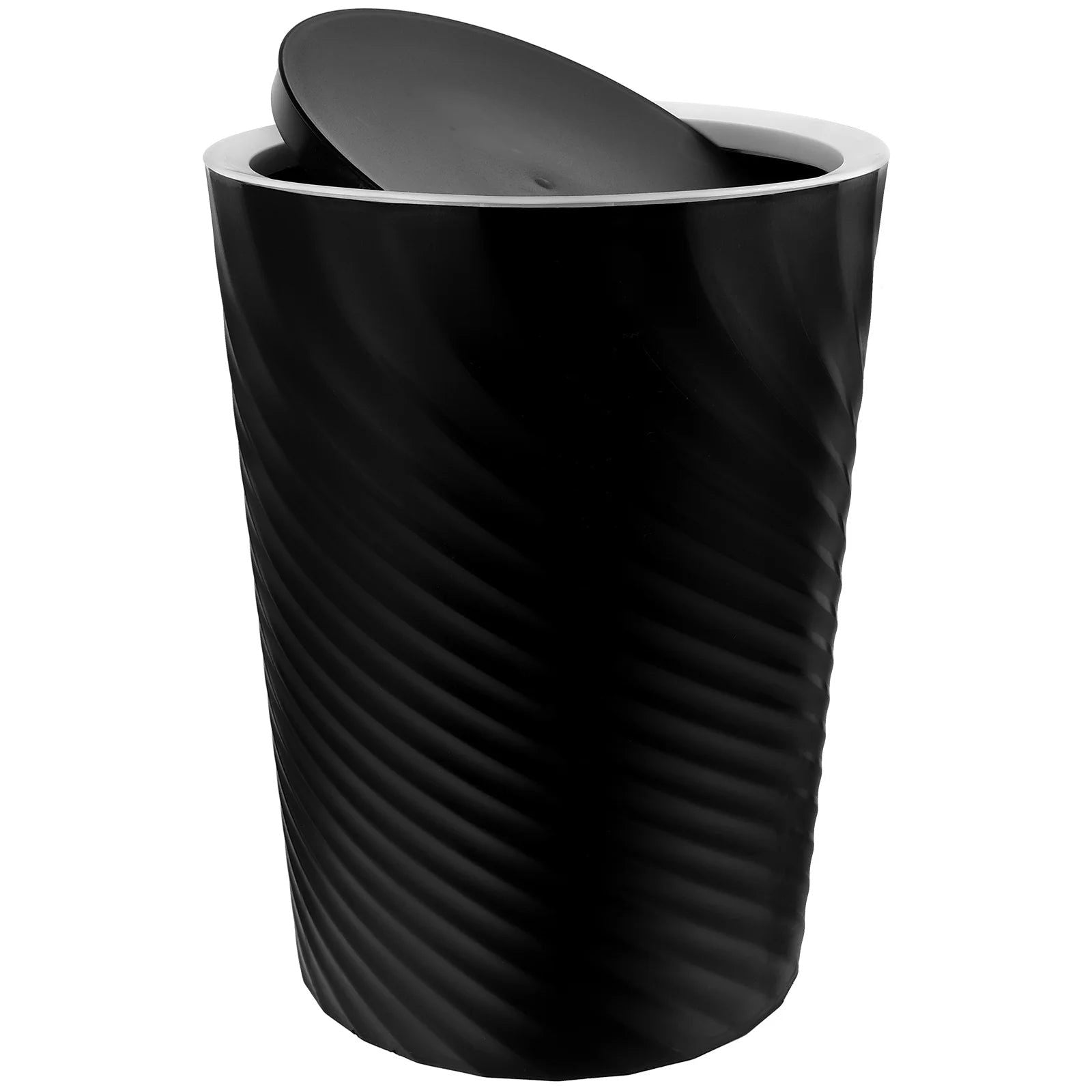 Threaded Trash Can Litter Plastic Small with Lid Bucket Large Capacity Kitchen Belt Pressure Ring Office Bin - Slobuy