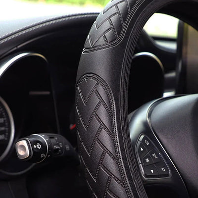 Three-Dimensional Embossed Leather Comfortable Car without Inner Ring Steering Wheel Cover Car Accessories Suitable for 14.5-15i - Slobuy