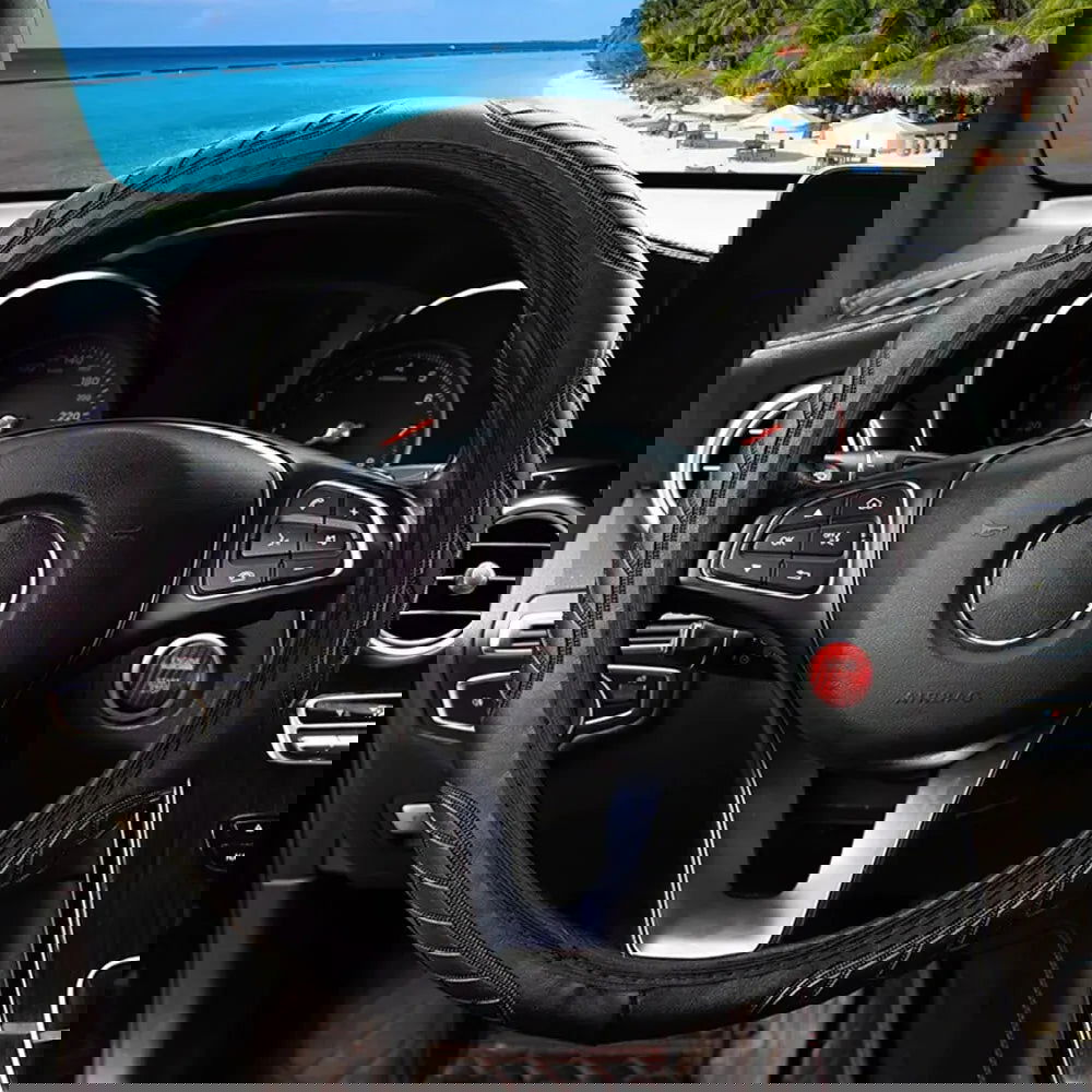 Three-Dimensional Embossed Leather Comfortable Car without Inner Ring Steering Wheel Cover Car Accessories Suitable for 14.5-15i - Slobuy