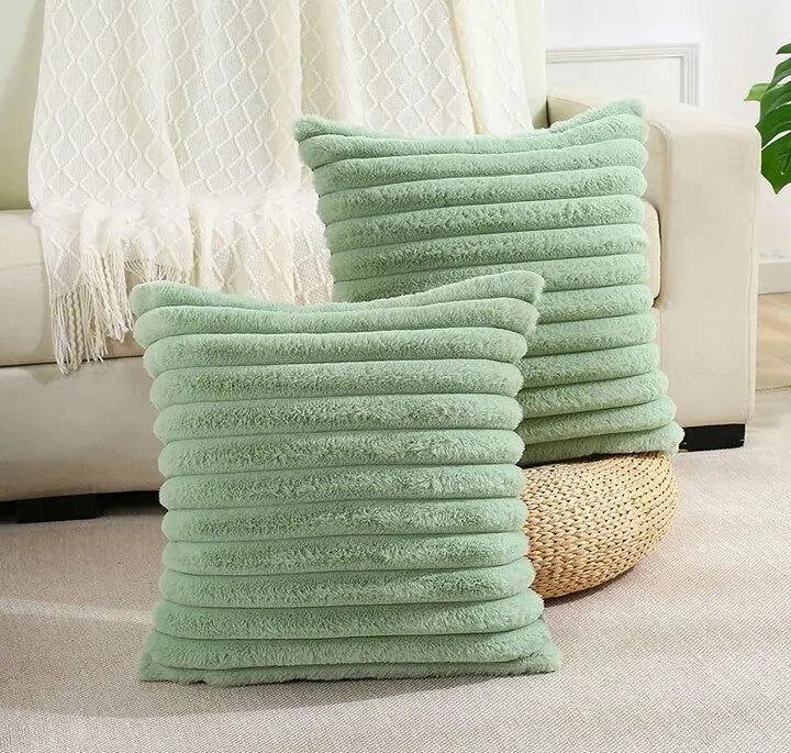Throw Cushion Cover Soft Cozy Pillowcase Faux Rabbit Fur Decorative Pillows for Couch Sofa Bed Home Decor Pillow Cover for Chair - Slobuy