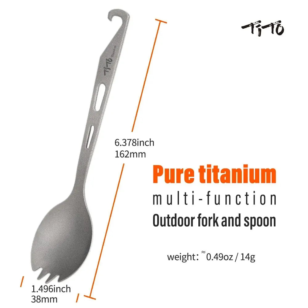 TiTo Camping Utensils Titanium Spork with Opener Use for Picnic Hiking Travel Camping Accessories - Slobuy