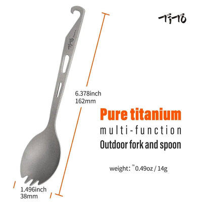 TiTo Camping Utensils Titanium Spork with Opener Use for Picnic Hiking Travel Camping Accessories - Slobuy