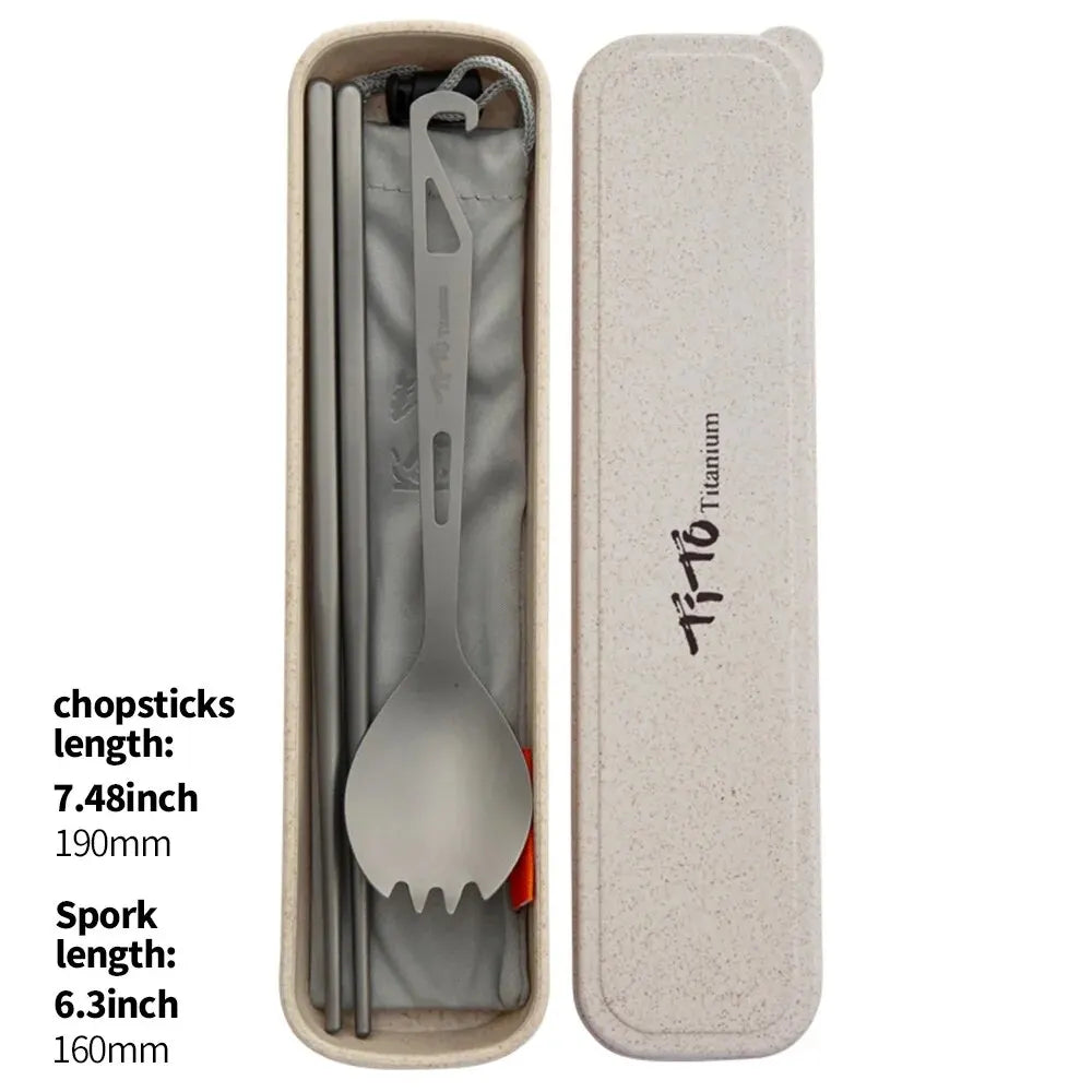 TiTo Camping Utensils Titanium Spork with Opener Use for Picnic Hiking Travel Camping Accessories - Slobuy
