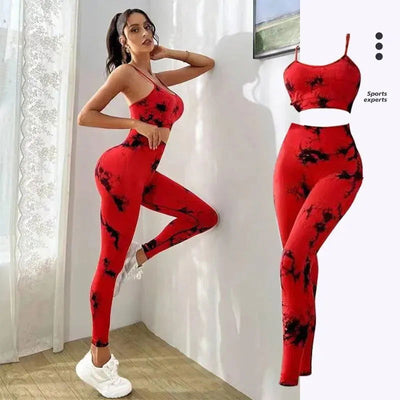 Tie Dye Yoga Women's Tracksuit Fitness Yoga Sets Sportswear Workout Bra+High Waist Leggings Gym Clothing Seamless Sports Suits - Slobuy