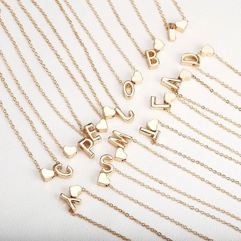 Tiny Heart Initial Necklace - Name Choker Pendant - Slobuy