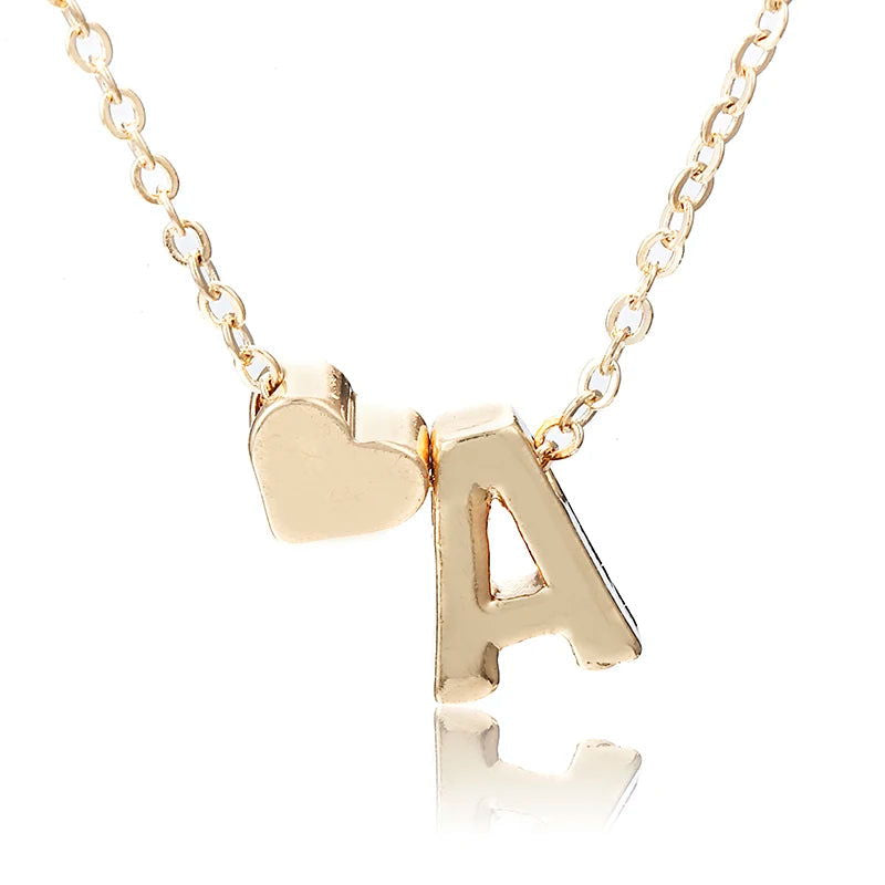 Tiny Heart Initial Necklace - Name Choker Pendant - Slobuy
