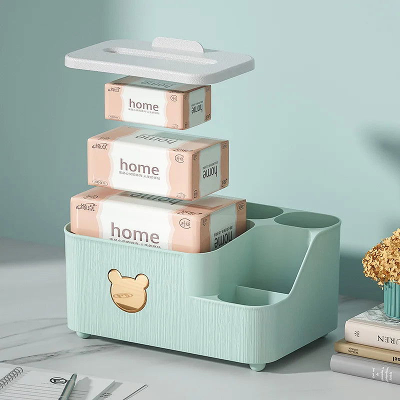 Tissue Storage Box Living Room Desktop Storage Multi-function Storage Box - Slobuy
