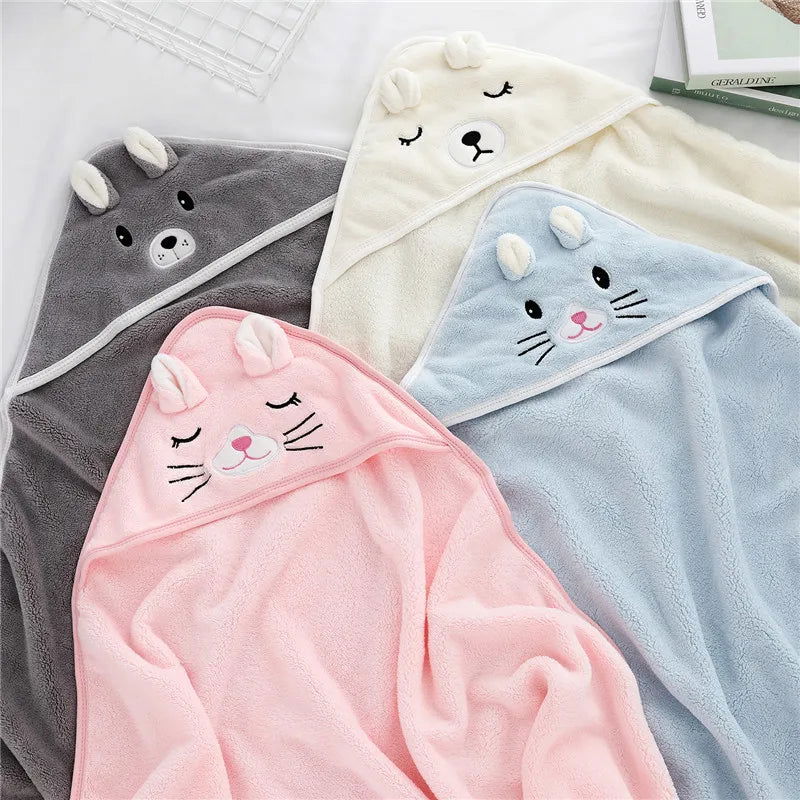Toddler Baby Hooded Towels Newborn Kids Bathrobe Super Soft Bath Towel Blanket Warm Sleeping Swaddle Wrap for Infant Boys Girls - Slobuy