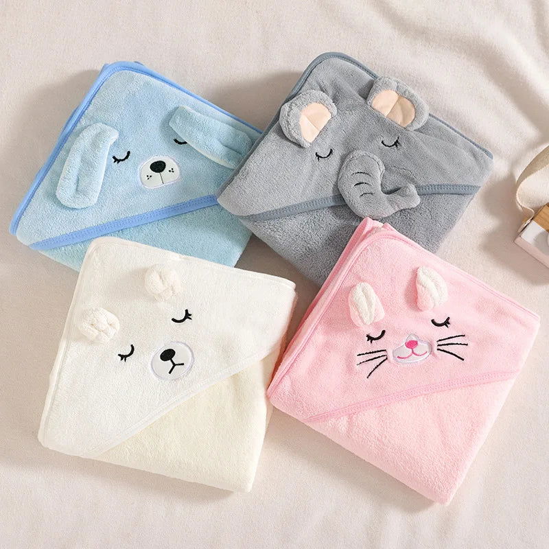 Toddler Baby Hooded Towels Newborn Kids Bathrobe Super Soft Bath Towel Blanket Warm Sleeping Swaddle Wrap for Infant Boys Girls - Slobuy