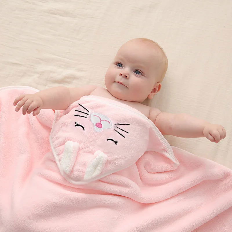 Toddler Baby Hooded Towels Newborn Kids Bathrobe Super Soft Bath Towel Blanket Warm Sleeping Swaddle Wrap for Infant Boys Girls - Slobuy