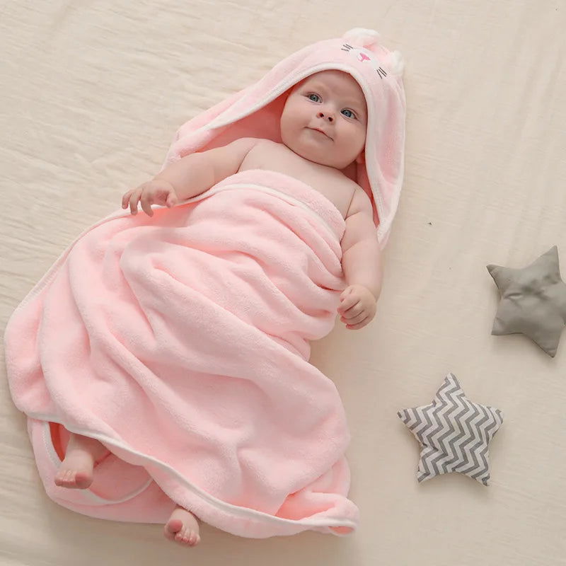 Toddler Baby Hooded Towels Newborn Kids Bathrobe Super Soft Bath Towel Blanket Warm Sleeping Swaddle Wrap for Infant Boys Girls - Slobuy