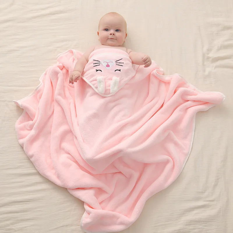 Toddler Baby Hooded Towels Newborn Kids Bathrobe Super Soft Bath Towel Blanket Warm Sleeping Swaddle Wrap for Infant Boys Girls - Slobuy