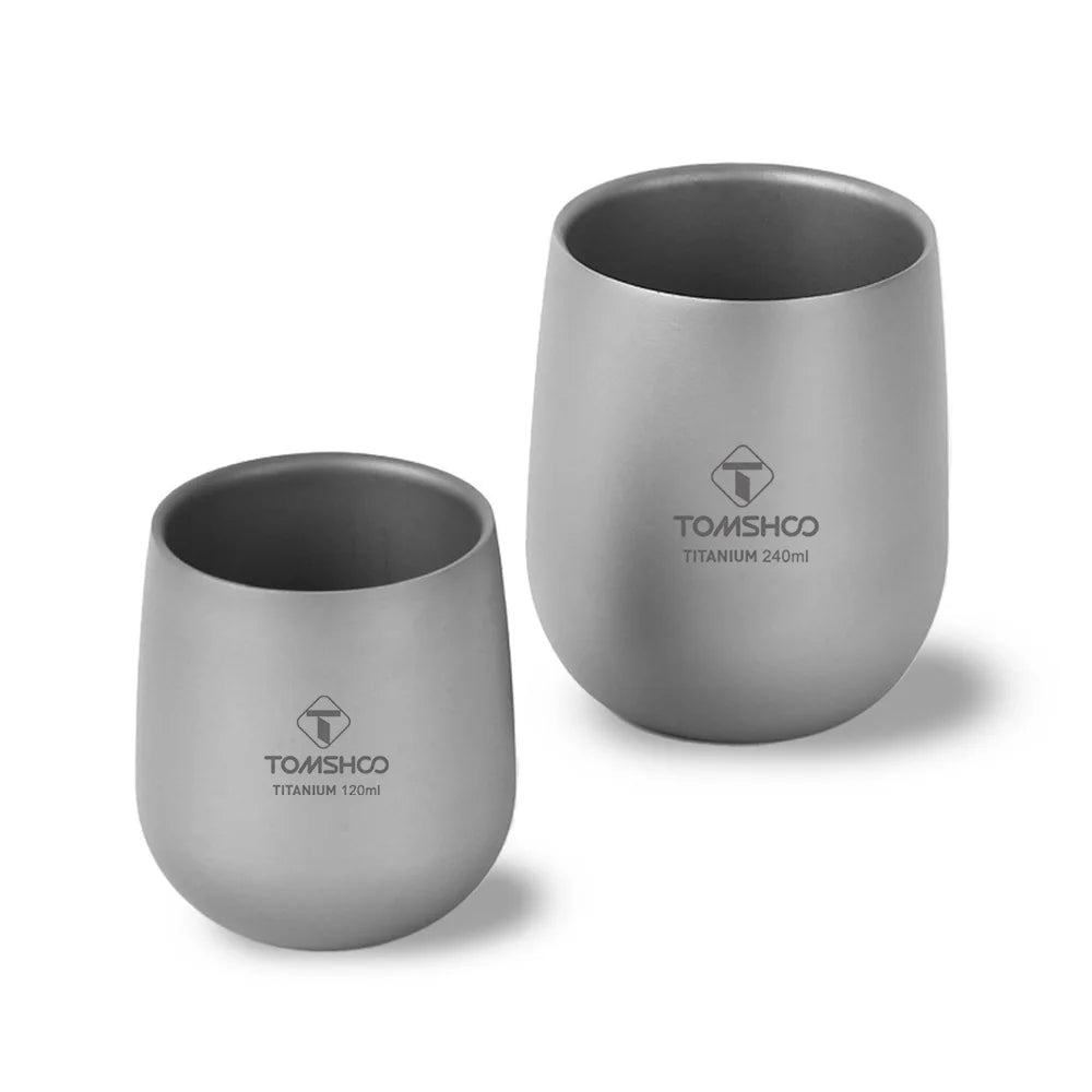 Tomshoo Titanium Cup Insulated Double Wall Drink Cup Outdoor Camping Titanium Water Cup for Camping Hiking Cool Camping Gear - Slobuy