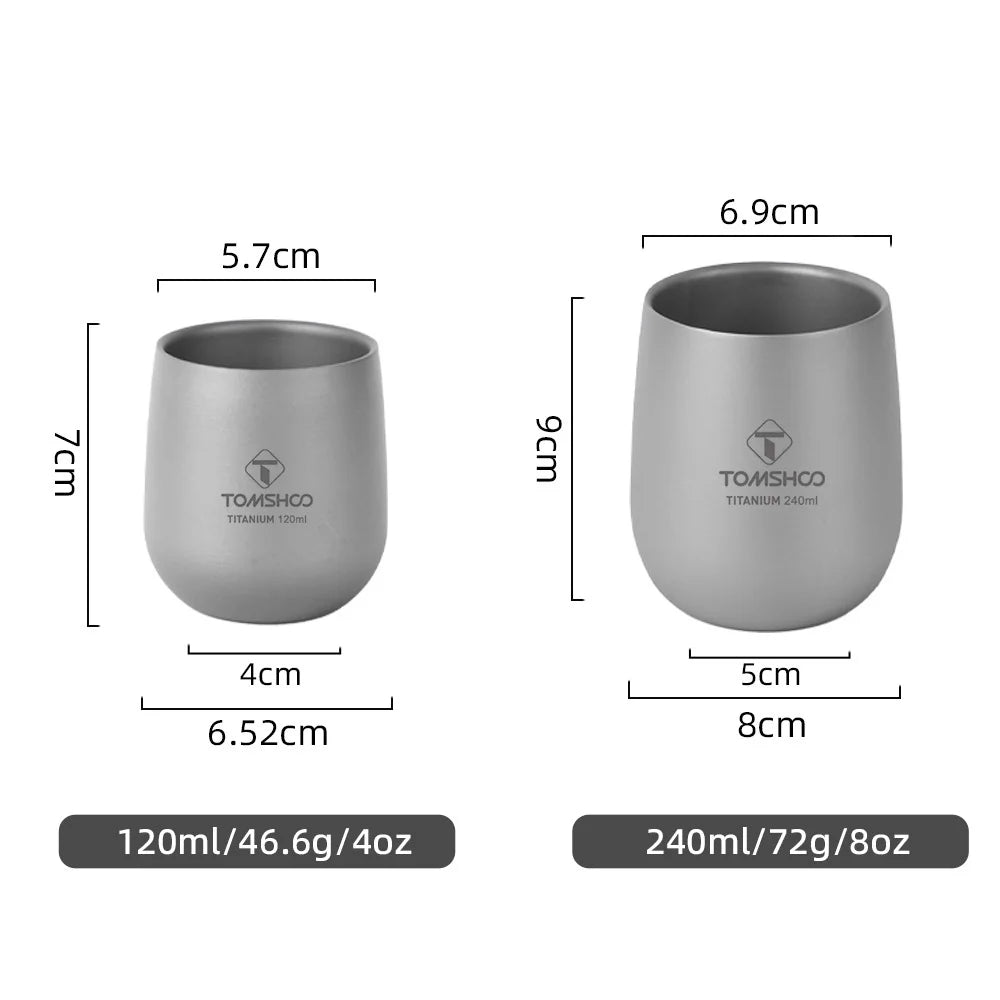 Tomshoo Titanium Cup Insulated Double Wall Drink Cup Outdoor Camping Titanium Water Cup for Camping Hiking Cool Camping Gear - Slobuy