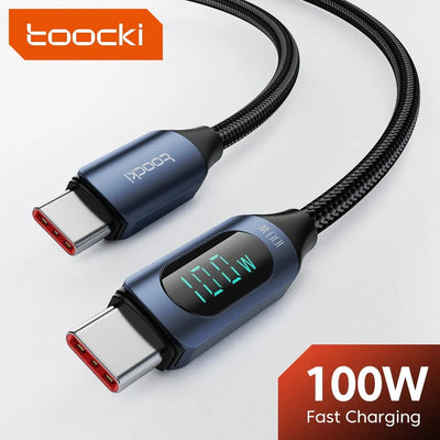 Toocki Type C to Type C Cable 100W PD Fast Charging Charger USB C to USB C Display Cable For Xiaomi POCO F3 Realme Macbook iPad - Slobuy