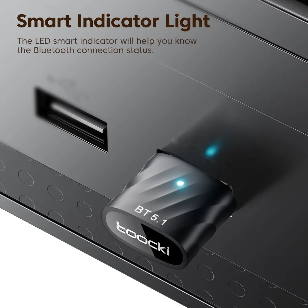 Toocki USB Bluetooth5.1 Car Adapter Dongle Audio Receiver Speaker For PC Speaker Wireless Mouse Earphone Keyboard Music Transmit - Slobuy