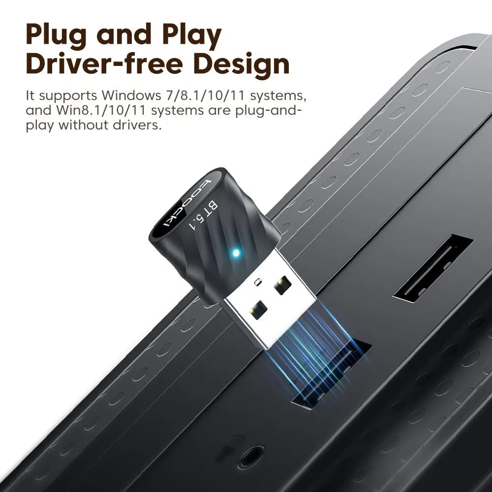 Toocki USB Bluetooth5.1 Car Adapter Dongle Audio Receiver Speaker For PC Speaker Wireless Mouse Earphone Keyboard Music Transmit - Slobuy
