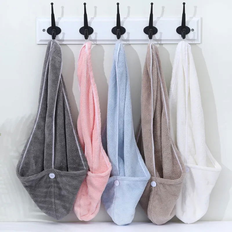Towel Bathroom Absorbent Women Adult Quick-Drying Bath Thicker Shower Long Curly Hair Cap Dry Head Hair Towel Microfiber Wisp - Slobuy