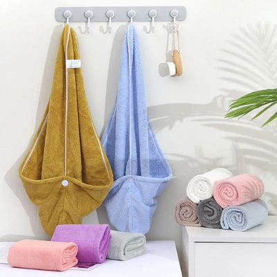 Towel Bathroom Absorbent Women Adult Quick-Drying Bath Thicker Shower Long Curly Hair Cap Dry Head Hair Towel Microfiber Wisp - Slobuy