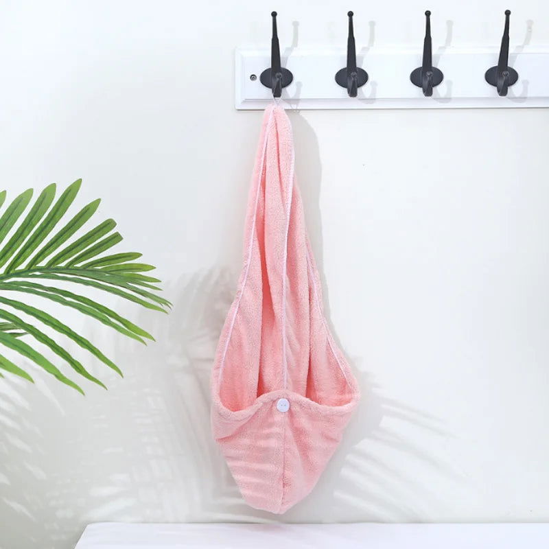 Towel Bathroom Absorbent Women Adult Quick-Drying Bath Thicker Shower Long Curly Hair Cap Dry Head Hair Towel Microfiber Wisp - Slobuy
