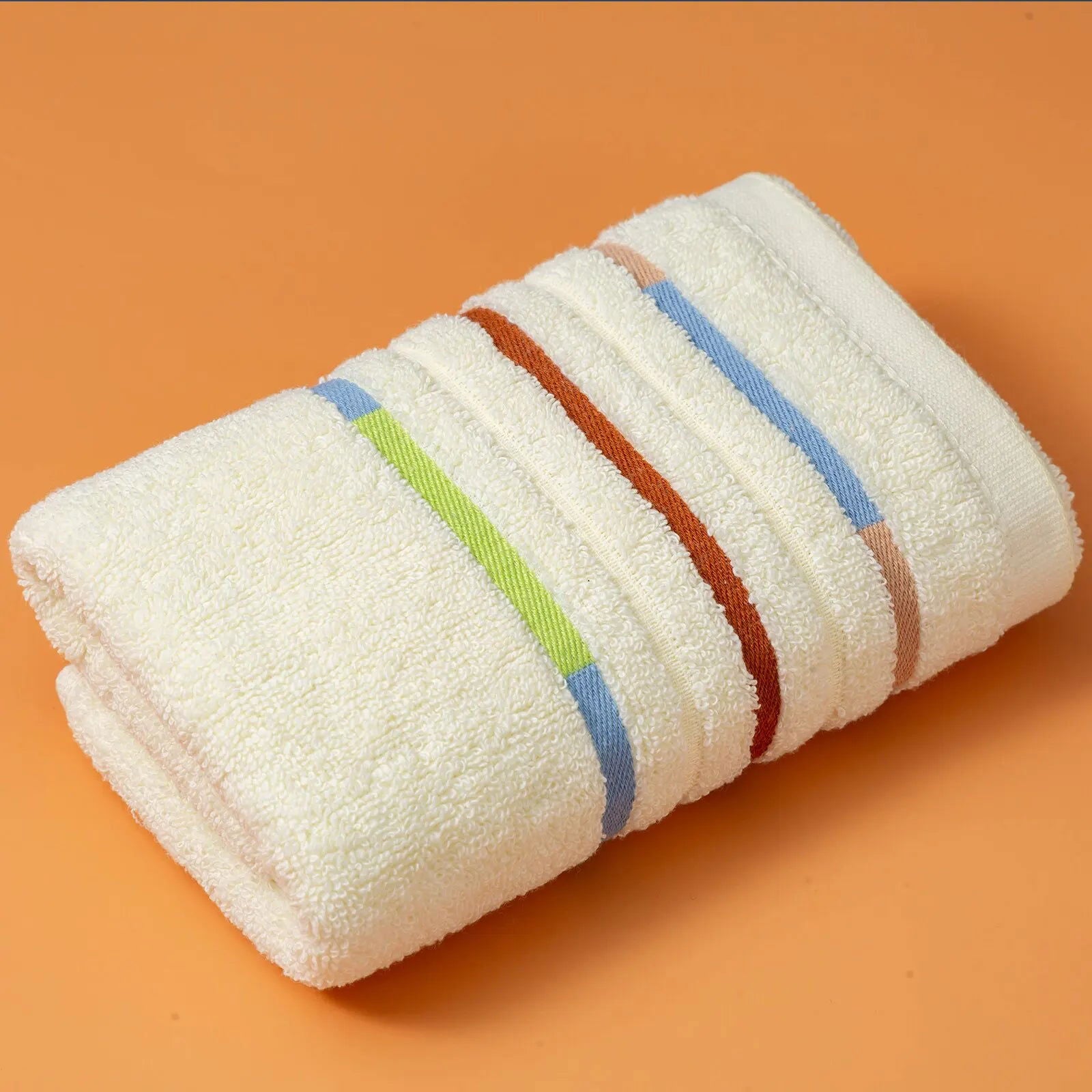 Towels 100% Cotton 35X75 Colorful Stripes Lighter Weight Absorbent Quick Dry Perfect Bathroom - Slobuy