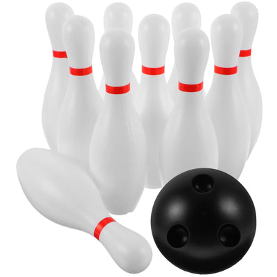 Toys Plasitc Bowling Play Set Fun Bowling Games Parent Children Interactive Toy for Home School (White) - Slobuy
