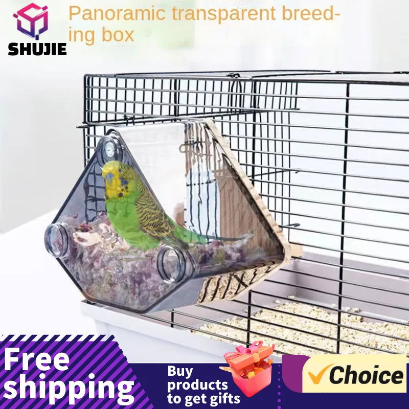 Transparent Bird Nest Breeding Box Cage Arakeet Nesting Box Acrylic Parrot Breeding House Bird Hanging Nest Birdcage Accessories - Slobuy