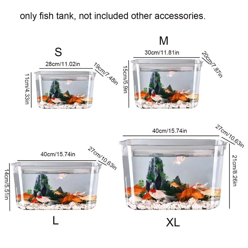 Transparent Explosion-proof Plastic Fish Tank Fall Prevention PET Desktop Goldfish Bowl Small Ecological Water Tank - Slobuy