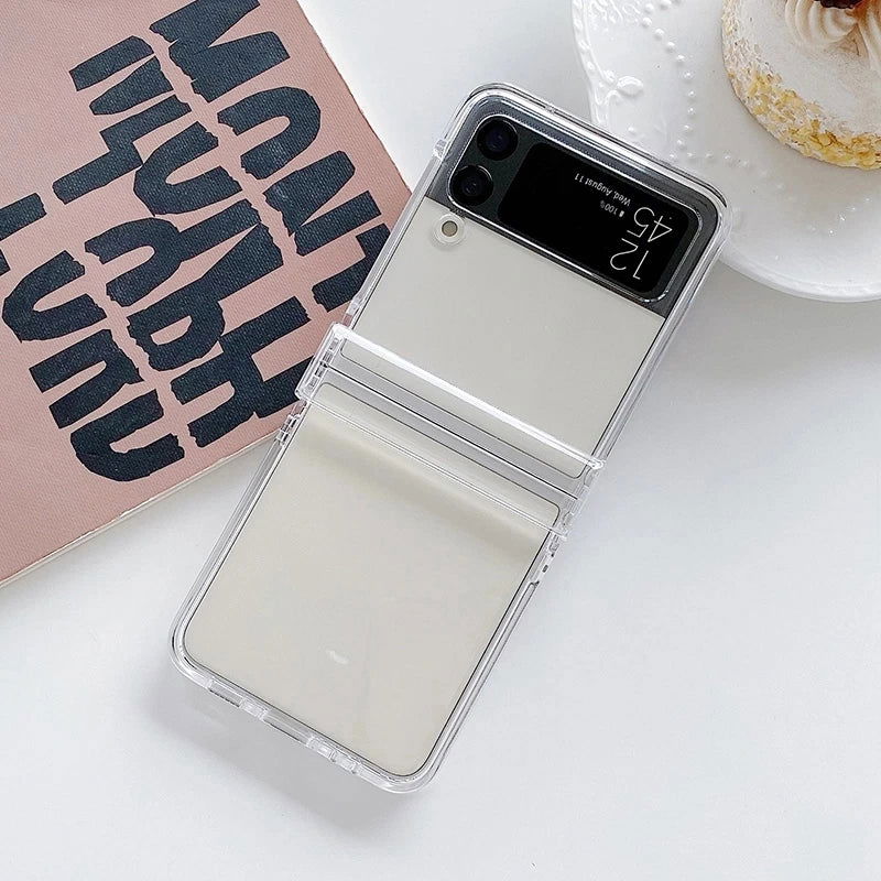 Transparent Hard PC Hinge Protector Full Protection Phone Case For Samsung Galaxy Z Flip 3 4 5G ShockProof Cover - Slobuy