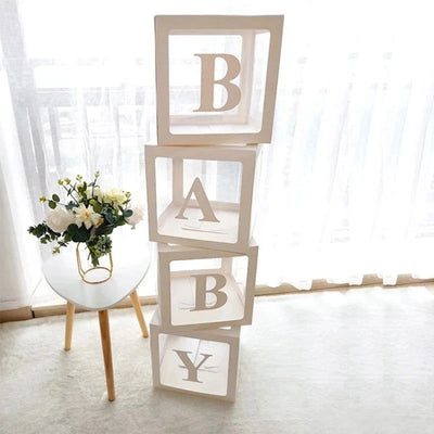 Transparent Letter Baby Shower Box Birthday Wedding Custom Name Balloon Box 1st Birthday Party Decor Kids Baby Shower Girl Boy - Slobuy