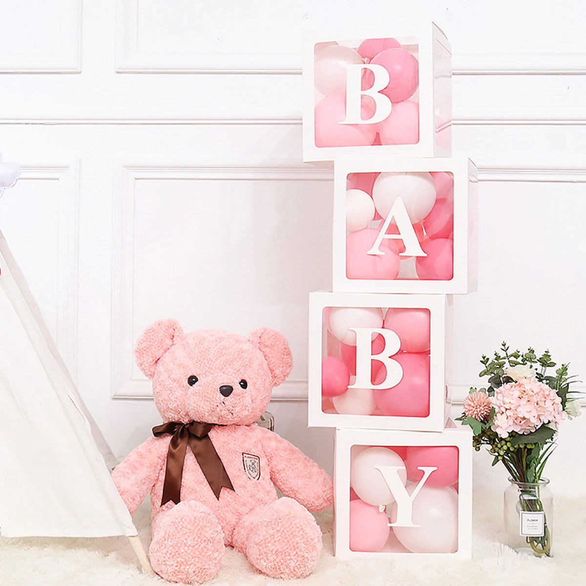 Transparent Letter Baby Shower Box Birthday Wedding Custom Name Balloon Box 1st Birthday Party Decor Kids Baby Shower Girl Boy - Slobuy
