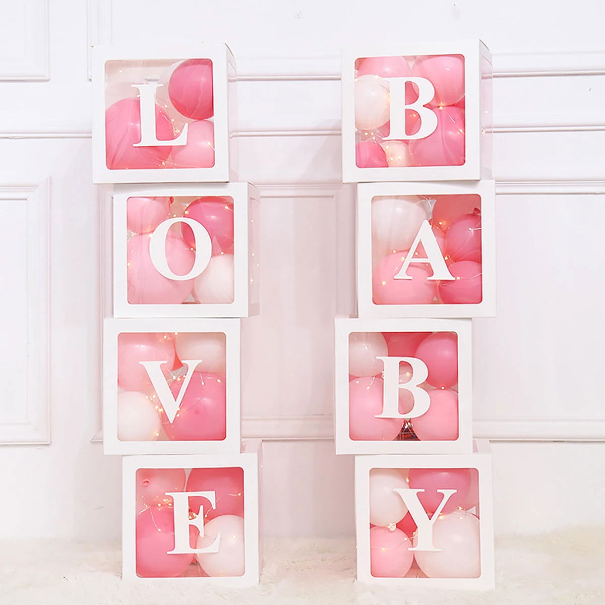 Transparent Letter Baby Shower Box Birthday Wedding Custom Name Balloon Box 1st Birthday Party Decor Kids Baby Shower Girl Boy - Slobuy