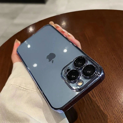 Transparent Plating Silicone Shockproof Phone Cases For iPhone 15 14 13 12 11 Pro Max Plus Clear Bumper Case Cover Accessories - Slobuy