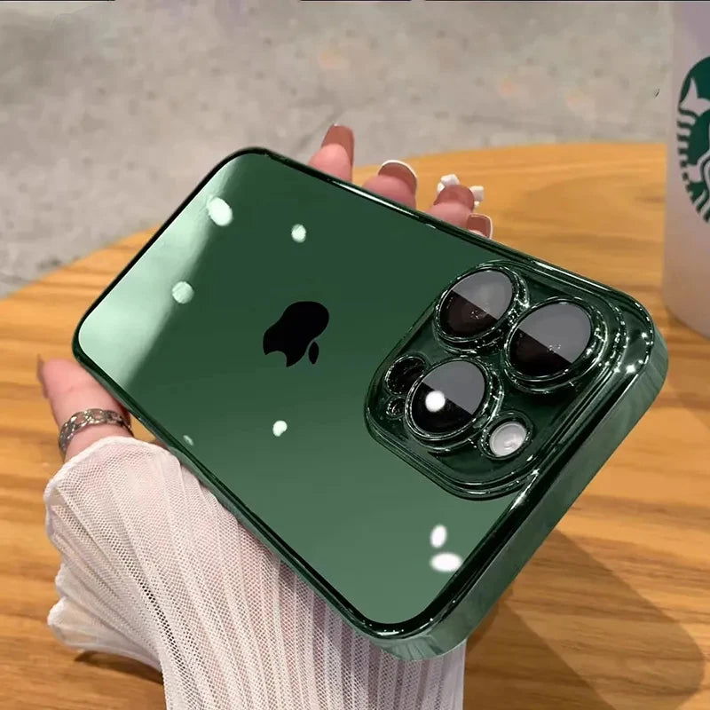 Transparent Plating Silicone Shockproof Phone Cases For iPhone 15 14 13 12 11 Pro Max Plus Clear Bumper Case Cover Accessories - Slobuy