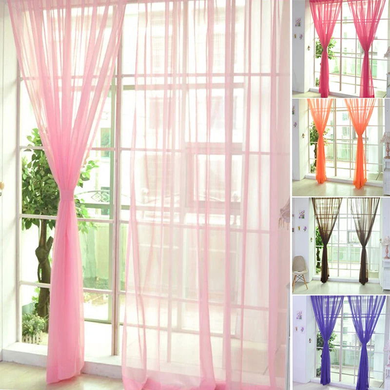 Transparent Window Gauze Solid Color Wedding Glass Gauze Household Products Light Luxury Style Easy To Install Curtains - Slobuy