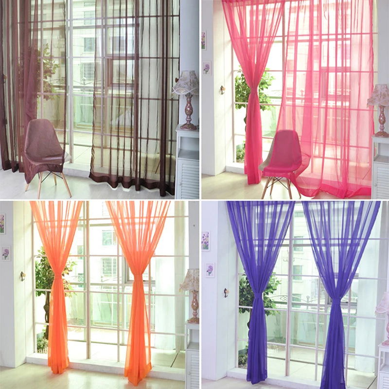 Transparent Window Gauze Solid Color Wedding Glass Gauze Household Products Light Luxury Style Easy To Install Curtains - Slobuy