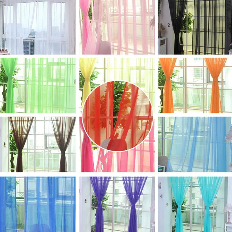 Transparent Window Gauze Solid Color Wedding Glass Gauze Household Products Light Luxury Style Easy To Install Curtains - Slobuy