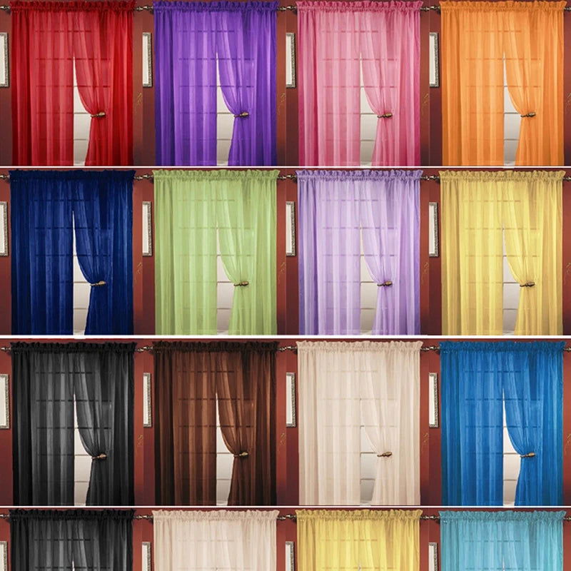 Transparent Window Gauze Solid Color Wedding Glass Gauze Household Products Light Luxury Style Easy To Install Curtains - Slobuy