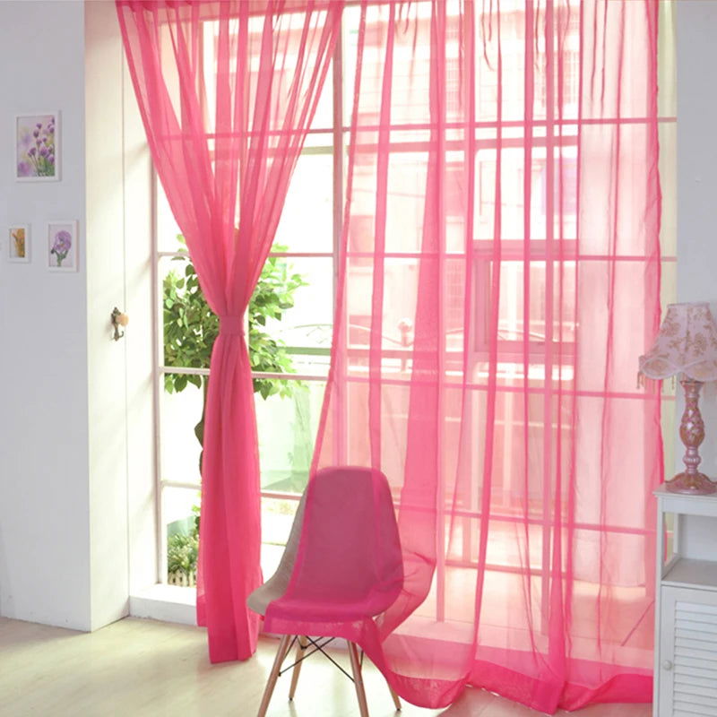 Transparent Window Gauze Solid Color Wedding Glass Gauze Household Products Light Luxury Style Easy To Install Curtains - Slobuy