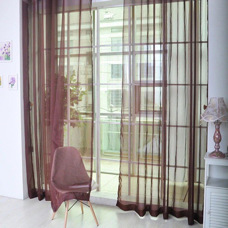 Transparent Window Gauze Solid Color Wedding Glass Gauze Household Products Light Luxury Style Easy To Install Curtains - Slobuy