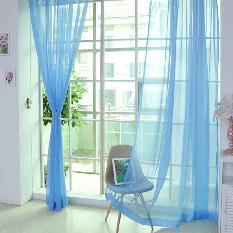 Transparent Window Gauze Solid Color Wedding Glass Gauze Household Products Light Luxury Style Easy To Install Curtains - Slobuy