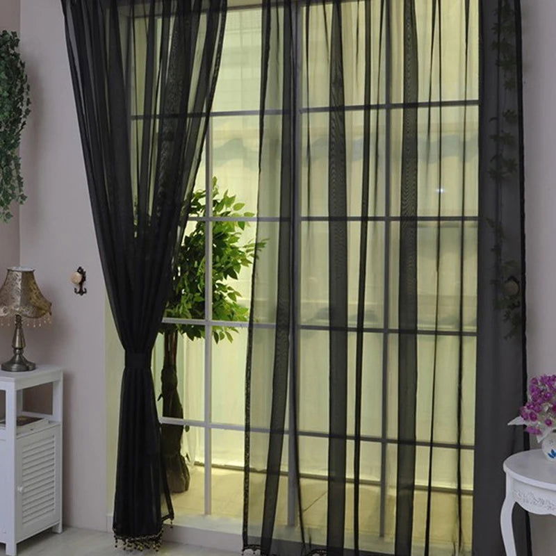 Transparent Window Gauze Solid Color Wedding Glass Gauze Household Products Light Luxury Style Easy To Install Curtains - Slobuy