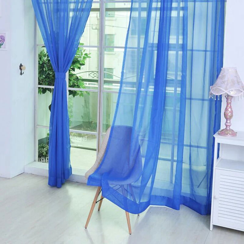 Transparent Window Gauze Solid Color Wedding Glass Gauze Household Products Light Luxury Style Easy To Install Curtains - Slobuy